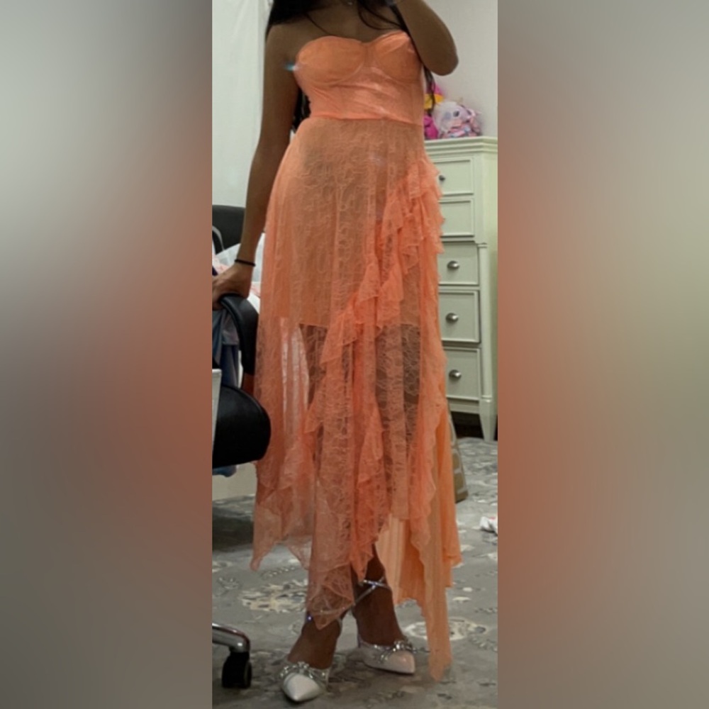 Alice & Olivia Strapless Orange Dress